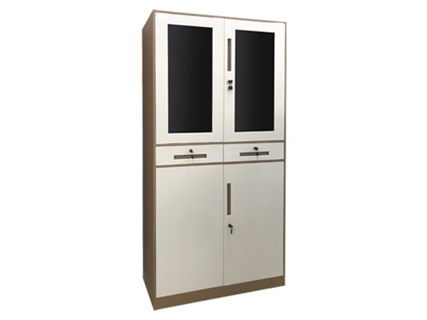 中二抽文件柜-(窄边咖白)