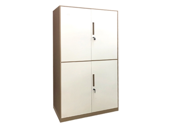 通双节文件柜-(窄边咖白)